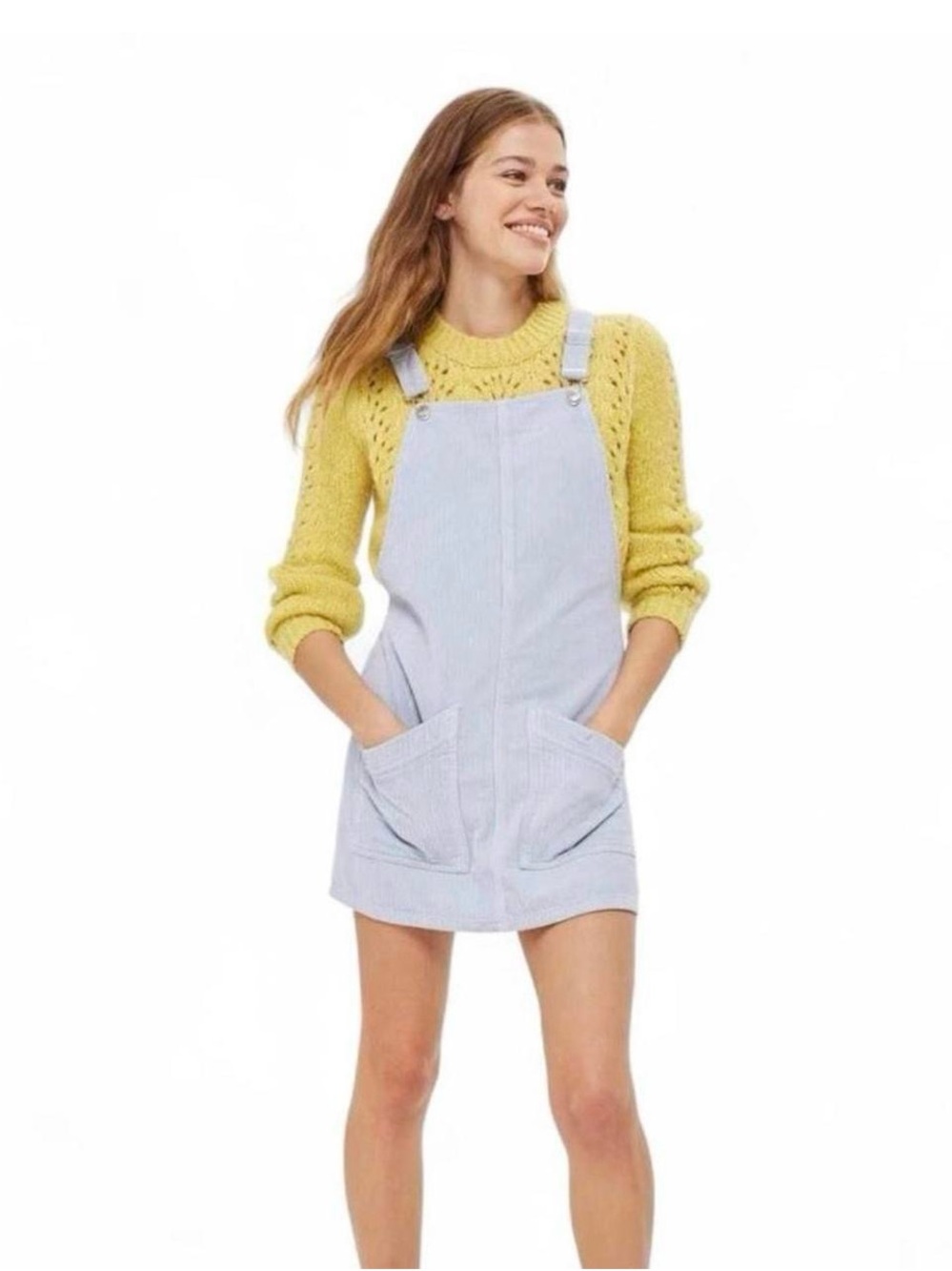 Topshop Light Blue Denim Pinafore Dress